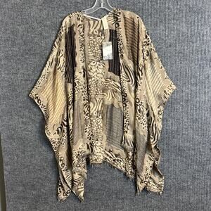 Simply Noelle Womens Wrap One Size Convertible Neutral Animal Print Boho Frayed